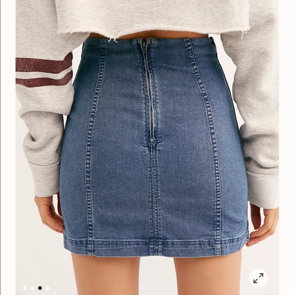 Free People Modern Femme Mini Skirt Jean Denim - Picture 3 of 8